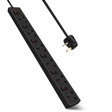 Image of 4/6 Gang Individual Switched Surge Protected Extension Lead with Led Indicators