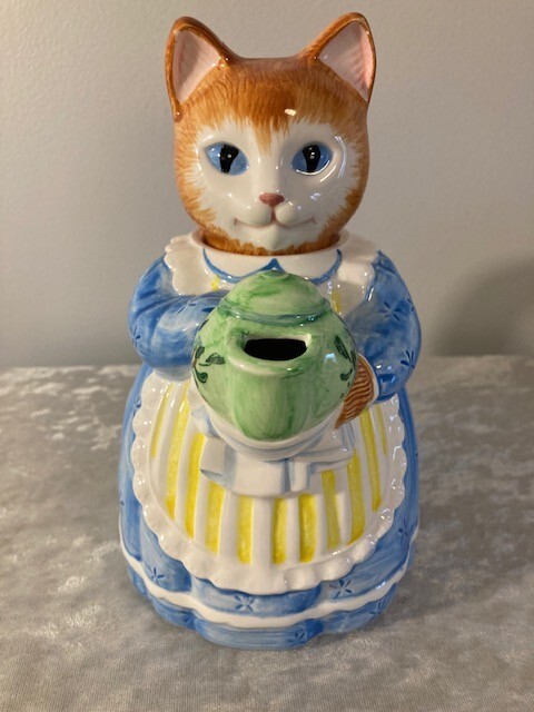 AVON 猫 ヴィンテージ ティーポット アメリカ 置物 未使用 アンティーク Avon Cat Teapot Ceramic 1992 Vintage 8.75