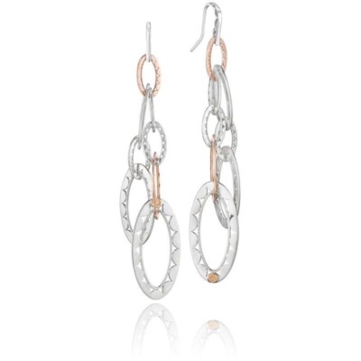 Tacori 18k925 Link Drop Earrings in Sterling Silver and 18K Rose Gold SE108P