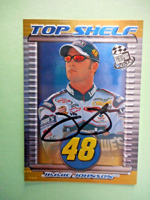 Jimmy Johnson Rookie Card Jimmie Johnson signed 2002 PP #48 LOWES 2003 TOP SHELF ROOKIE Nascar ...