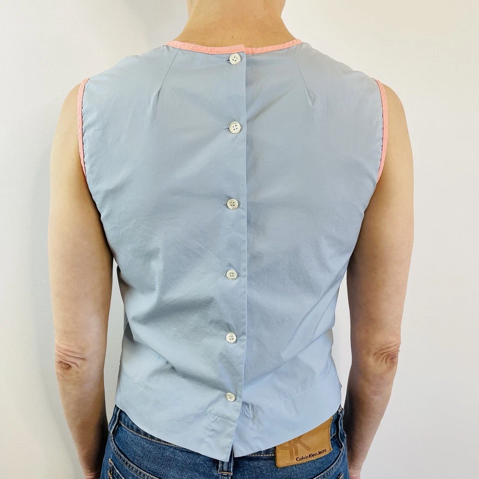 Camiseta sin mangas Paul & Joe talla 1 6-8 azul claro de algodón hecha en Francia diseñador Foto 4 de 4