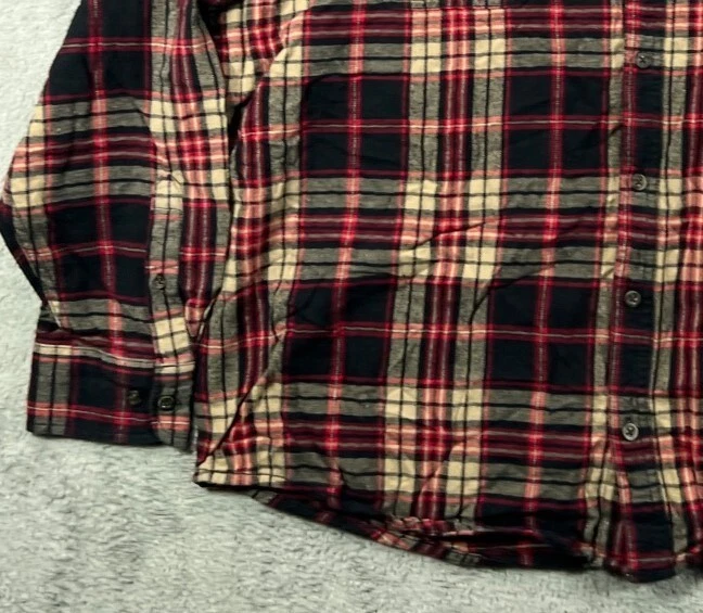 Camisa de franela a cuadros para hombre 50 2XL negra roja con botones descolorida gloria grunge punk Foto 3 de 4