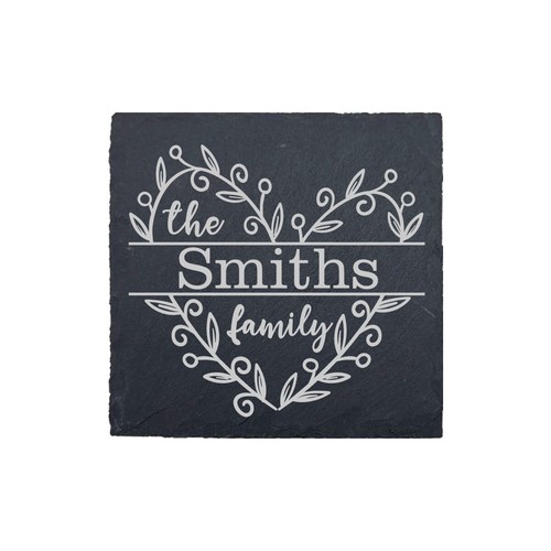 Personalised Family Heart Slate Coaster Birthday Christmas Gifts for Her Him - Picture 2 of 17