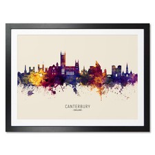 Canterbury Skyline, Poster, Canvas or Framed Print, watercolour painting 15081