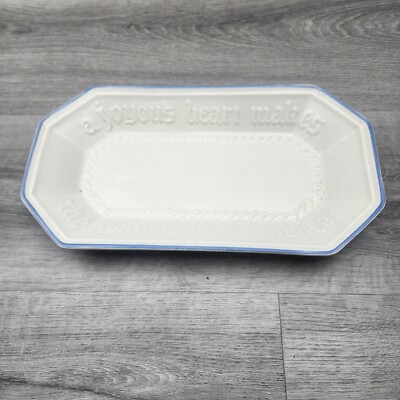 Pfaltzgraff USA Yorktowne Bread/Loaf Dish Blue White Joyous Heart Floral.