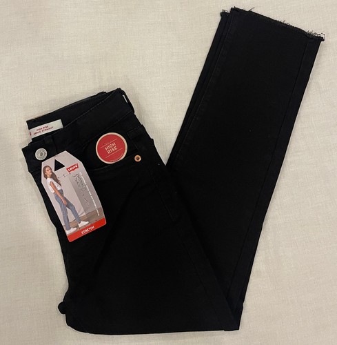 Big Girls Levis High Rise Ankle Straight Stretch Jeans Size: 8 REG Black - Picture 2 of 7