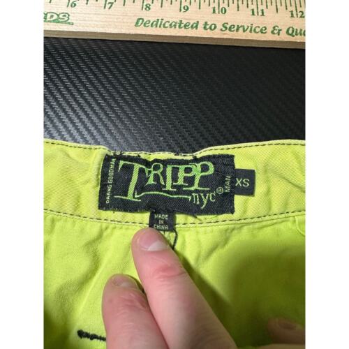 Vintage TRIPP NYC Rave Punk Goth Skater Cargo Pants Neon Green Studded Chain XS - Picture 3 of 20