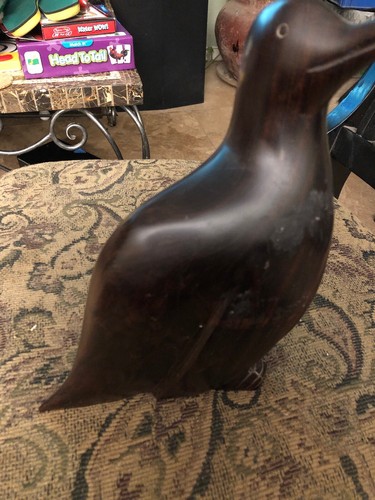 Penguin Ironwood Sculpture Hand Carved Statue Wildlife Bird Figurines 10" Tall - Picture 2 of 6