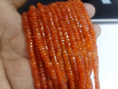3 STRANDS CARNELIAN SMOOTH WHEEL HESHI TIRE 4-4.5 MM GEMSTONE BEADS 13''