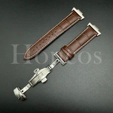 Genuine Leather Alligator Watch Strap Fits for Tissot PRX Clasp+Adapter Brown/WT