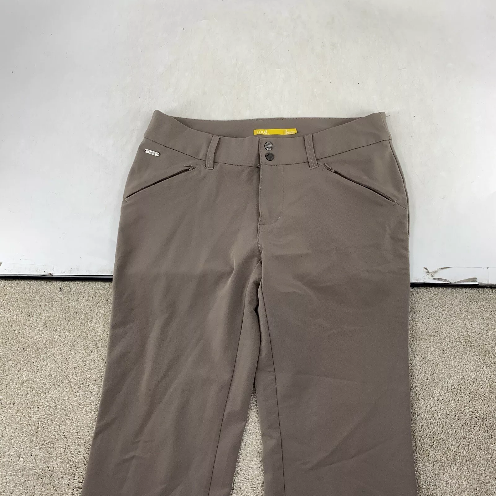 lole zip fly nylon blend flat front pants