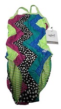 Dolfin Womens One piece Swimsuit Athletic Sz 28 NWT NEW TAGS GREEN RARE ZIG ZAG