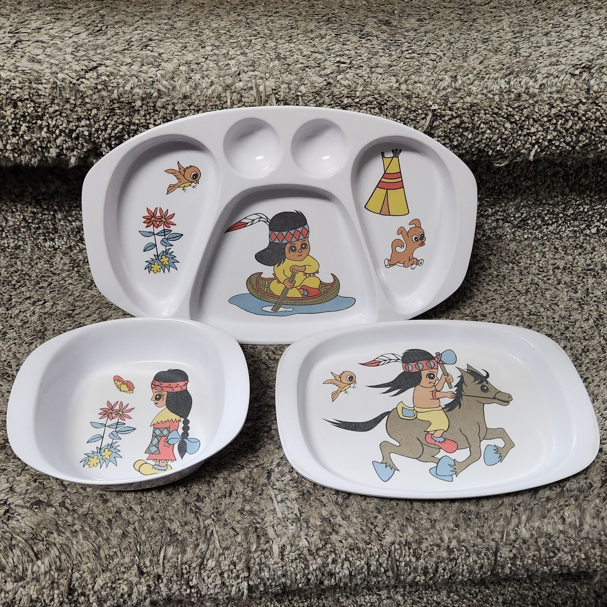 Vintage Noritake Indian Melamine Ware Set of Divided Dish Serving Dish  Bowl