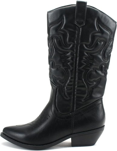Soda RENO Women Western Cowboy Pointe Toe Low Heel Knee High Pull On Tabs Boots - Picture 2 of 69