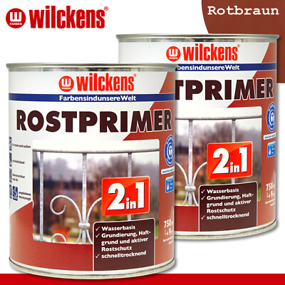 Wilckens 2 x 750 ml Rostprimer 2in1 rotbraun Korrosion Rostschutz innen außen