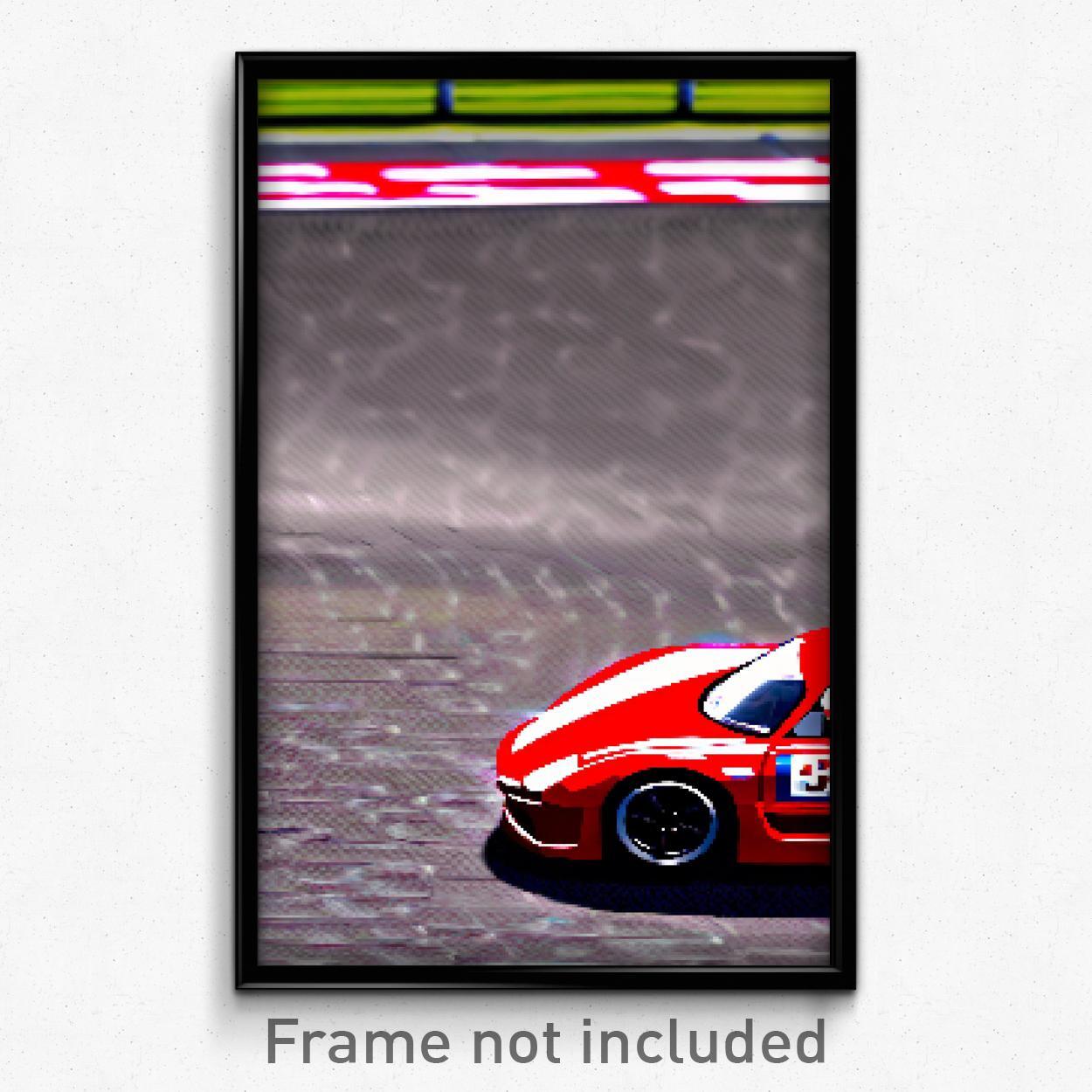 8 Bit Glossy Racetrack Pixel Art Poster - Psychedelic Trippy Video Game Print