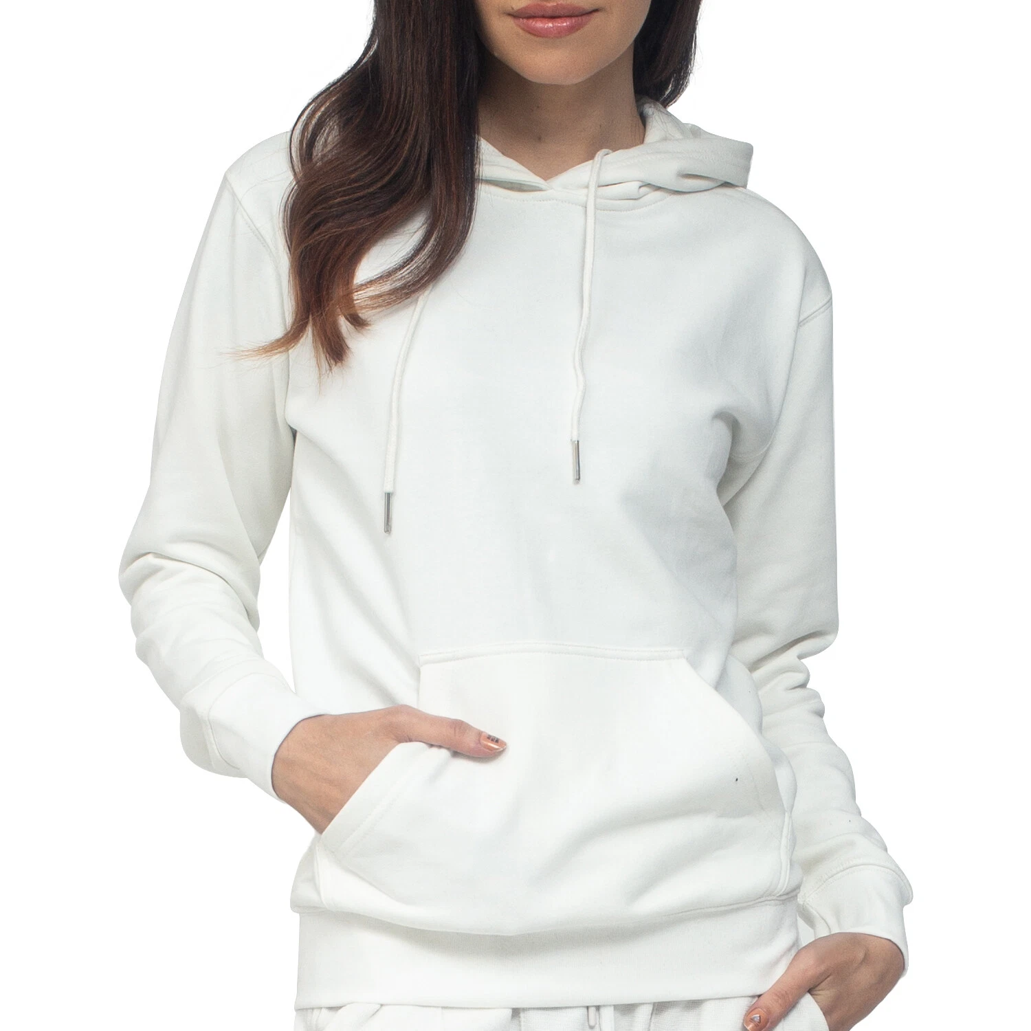 OFF WHITE Felpa con cappuccio in pile da donna pullover morbido felpa comoda manica lunga
