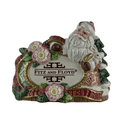 Fitz & Floyd Holiday Santa Dealer Display Shelf Sign ''Not For Resale'', Large