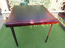 Vintage Folding Card Table with faux leather top 