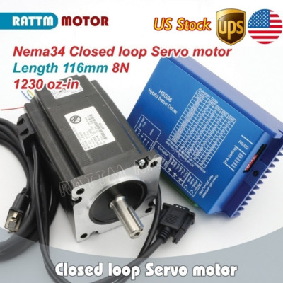 【USA】CNC Nema34 8N.m Closed-loop Stepper Motor Hybrid Servo Driver HSS86