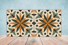 Moroccan Ceramic Tiles with Moroccan Design Set of 2 Backsplash Tiles