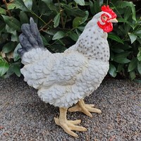 Gartenfigur WeißE Huhn Figur Steht 36 Cm - Bauernhof Deko - Garten Henne Ostern