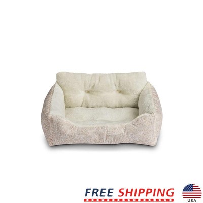 Small Dog Bed Cozy Lounger Cat Bed Plush Bolstered Washable Eco-Friendly Comfort