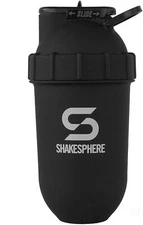 ShakeSphere Tumbler Protein Shaker Bottle Matte Black/ Whitel 24oz 5060436241014