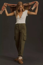 ANTHROPOLOGIE ASKK NY Size 35 x 27 CARGO PANTS ARMY GREEN Made in USA