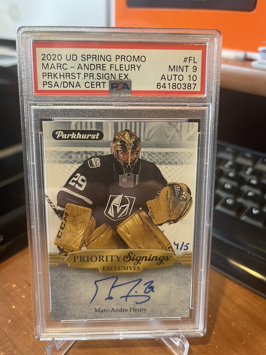 Rare 2020 SP Authentic MARC-ANDRE FLEURY Auto 10 /5 PSA UD Spring
