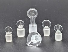 Vintage lot of 6 Pyrex & Kimax Glass Stoppers-2-#16's, #19 #22, 2-Unmarked