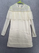 Kensie Women's Dress Long Sleeve Round Neck Ivory Size Small Ruffle Lace Sheath