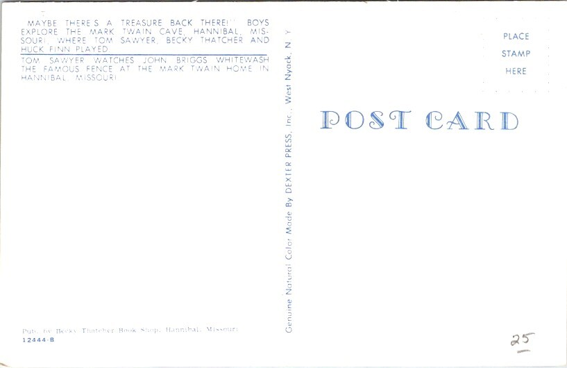 Postcard Big Moments Life of Tom Sawyer Hannibal Missouri MO Cave Fence