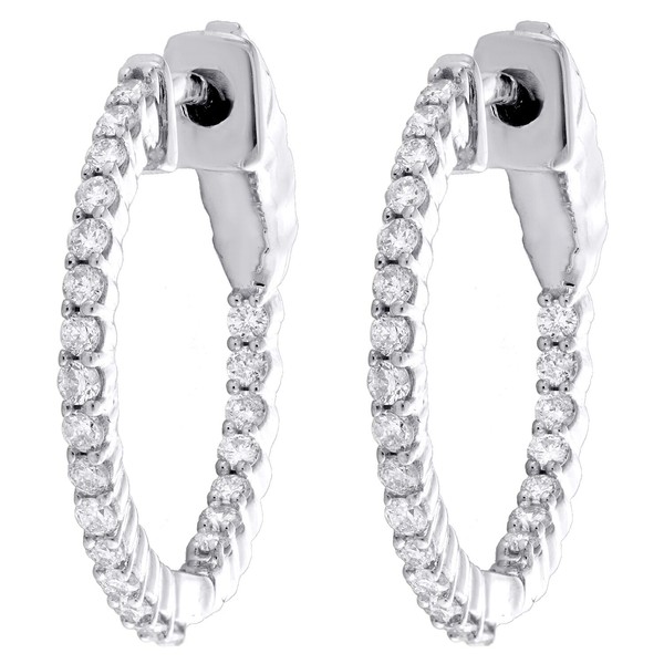 10K WeißGold Rund Diamant 20Mm & Aus Solitaire Creolen 0.50 Karat-image