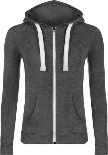 Womens Hooded Zip Long Sleeve Pocket Stretch Plain Ladies Hoodie Top - Picture 21 of 25