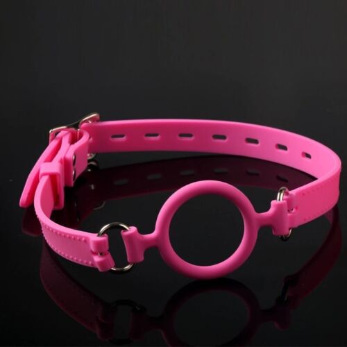 Bondage Rosa Vollsilikon Offener Mund Knebel Fixation O Ring Schloss Schnalle - Bild 7 von 13