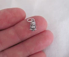 Very small Sterling Silver Owl mini tiny charm.