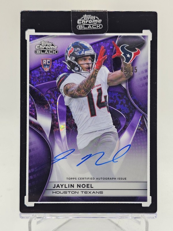 JAYLIN NOEL 2025 TOPPS CHROME BLACK ROOKIE PURPLE MINI DIAMOND RC AUTO /75 Q6608