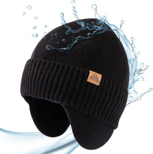 Dryknit™ Unisex 80% Merino Wool Waterproof Beanie with Ear Flap Warm Winter Flee