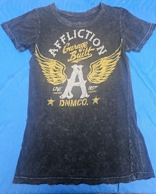 Women's Affliction Garage Built T-Shirt With Bling Size S