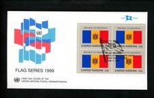 UN United Nations FDC NY #748 MI4 UNPA Cachet Flag Series Republic Moldova 1999
