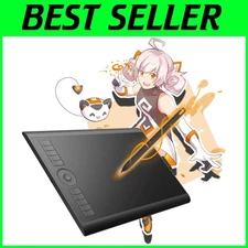 Large Graphics Tablet with 8192 Levels Stylus, 10 Hot Keys