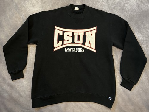 Vintage 80s Russell Athletic CSUN Matadors Crewneck Black Sweatshirt size XL