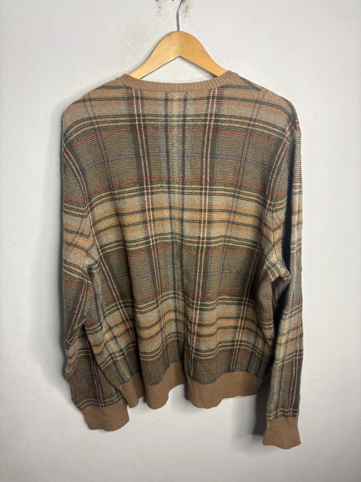 Мужской свитер Polo Golf Ralph Lauren 2XL в клетку шерсть мериноса кашемир с круглым вырезом - Изображение 4 из 4