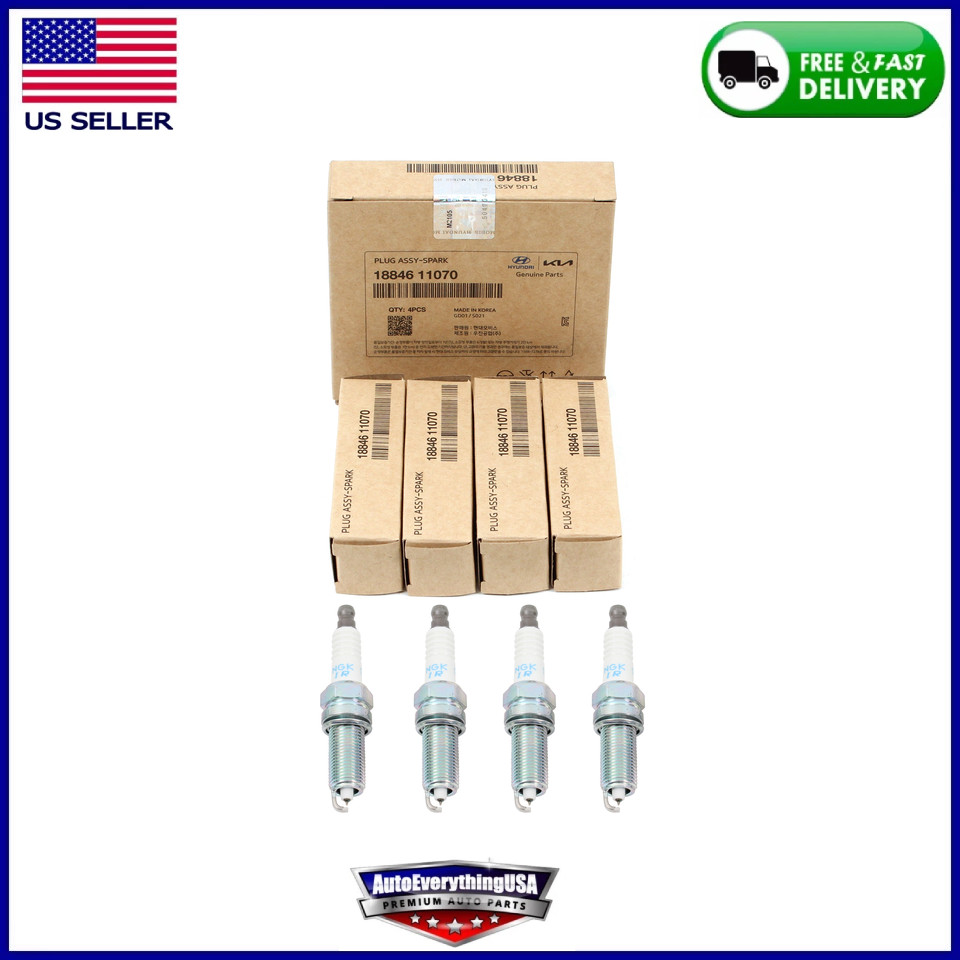 4 SPARK PLUGS for 11-18 ELANTRA TUCSON FORTE SORENTO SOUL OEM 1884611070 GENUINE