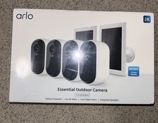Arlo 2K Essential Outdoor Camera 2nd Gen, 4 Cameras and 2 Solar Panels, White