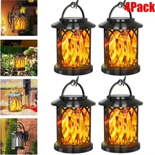 4 Pack Hanging Solar Lights Lantern Outdoor Flickering Flames Solar Outdoor 2025