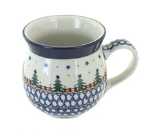 Blue Rose Polish Pottery Rustic Pines Bubble Mug