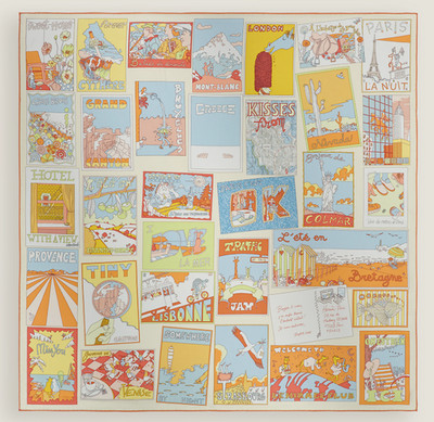 HERMES Carre 90 On Est Bien Ici Silk Scarf Shawl Orange Multicolor w/ Box Unused
