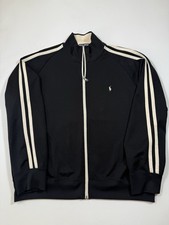 Vintage Polo Sport Ralph Lauren Track Jacket Mens XL Black Striped Full Zip Pony